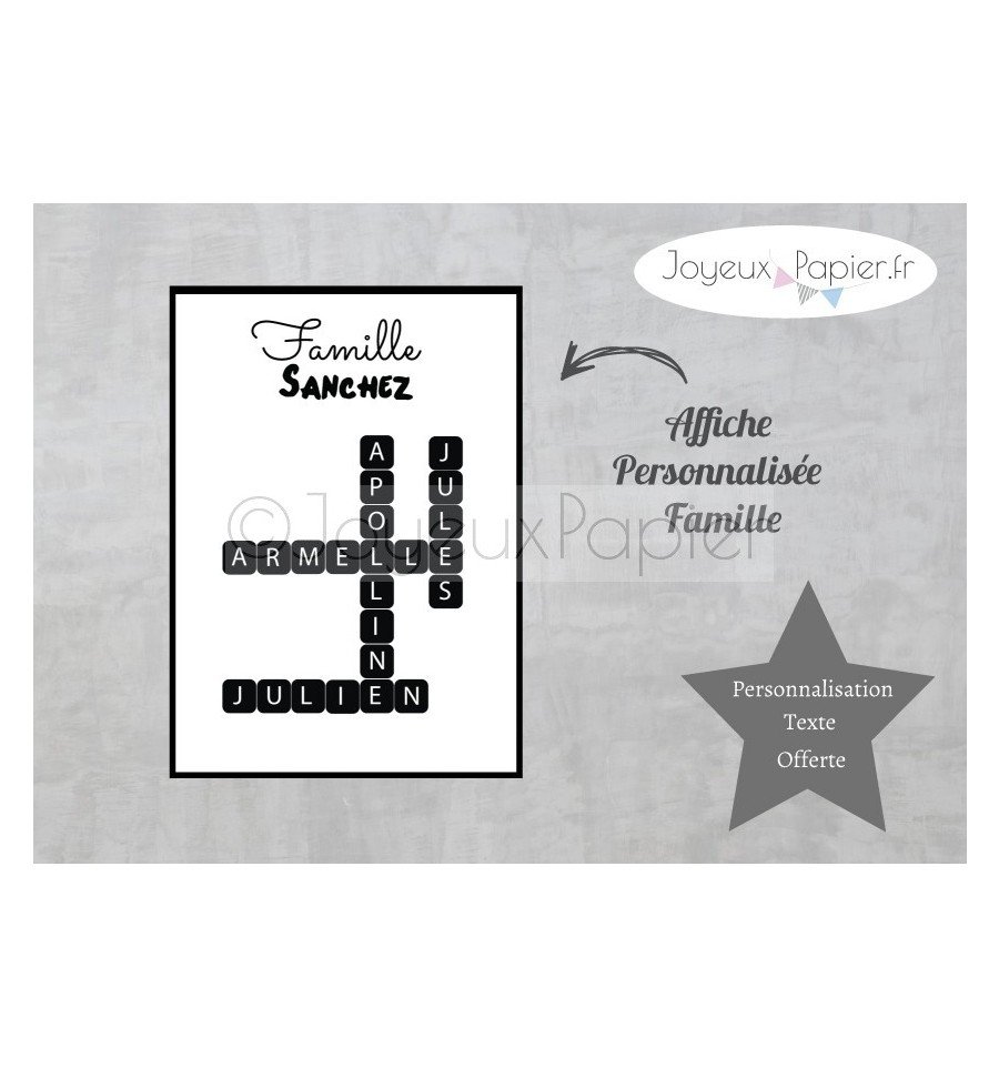 Affiche scrabble famille modèle sanchez