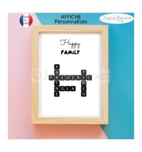 Affiche scrabble happy family noir blanc