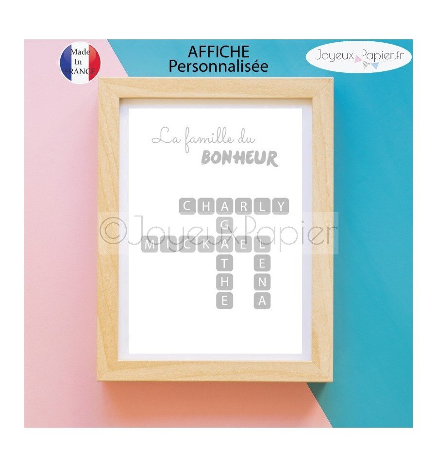 Affiche scrabble famille modèle happy family