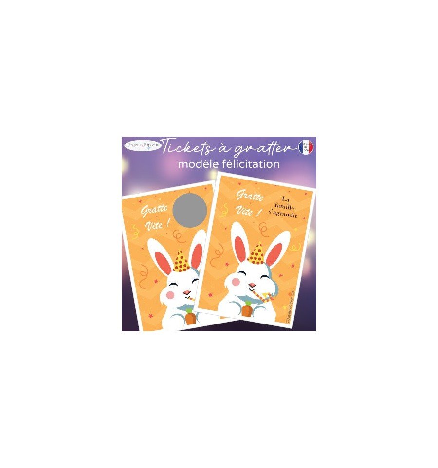 Ticket mini carte à gratter annonce grossesse la famille s&rsquo;agrandit