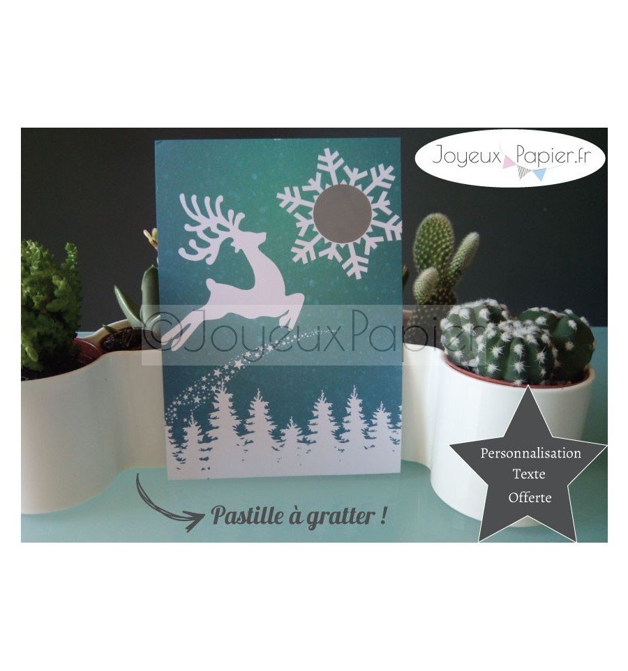Carte à gratter texte personnalisé joyeuses fêtes joyeux noël serre noel