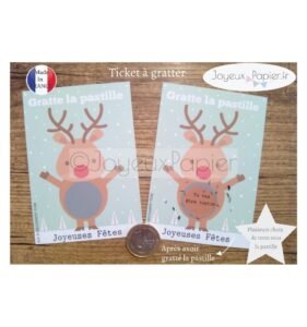 Ticket mini carte à gratter annonce grossesse modèle cerf de noël tu vas être tonton