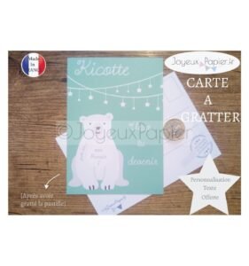 Carte à gratter demande parrain marraine ours polaire