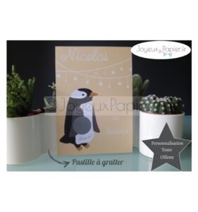 Carte à gratter parrain marraine pingouin