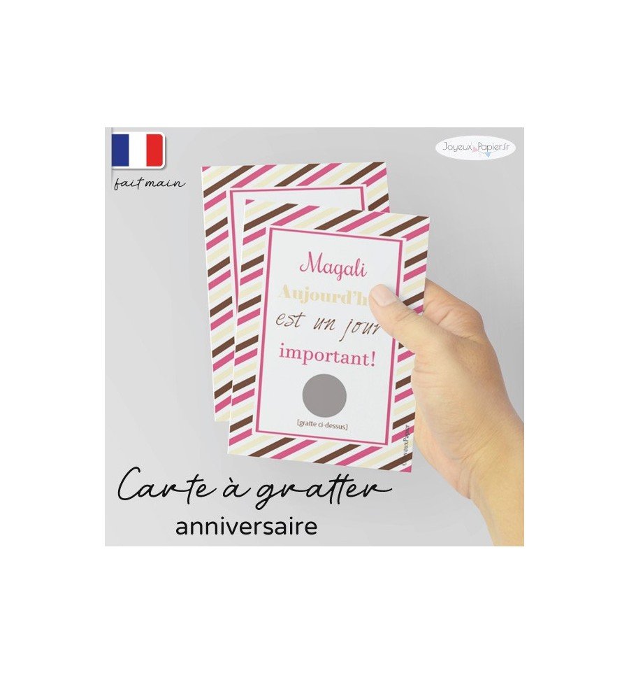 Carte à gratter anniversaire modèle rayures