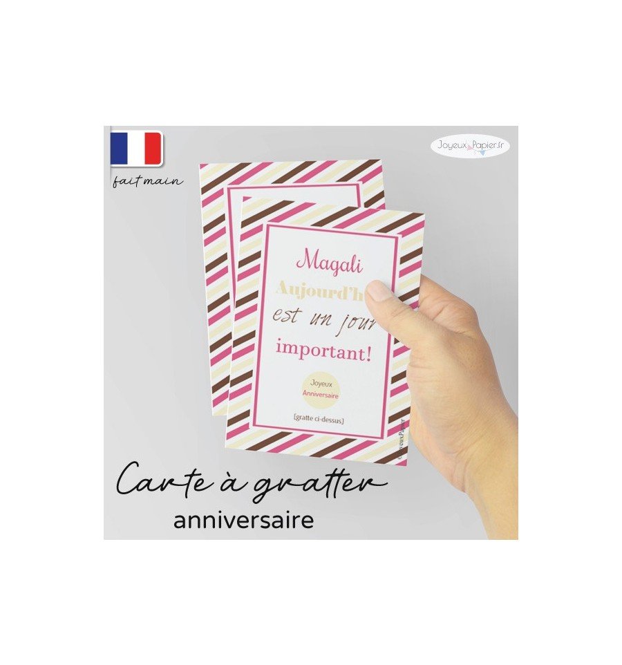 Carte à gratter anniversaire modèle rayures