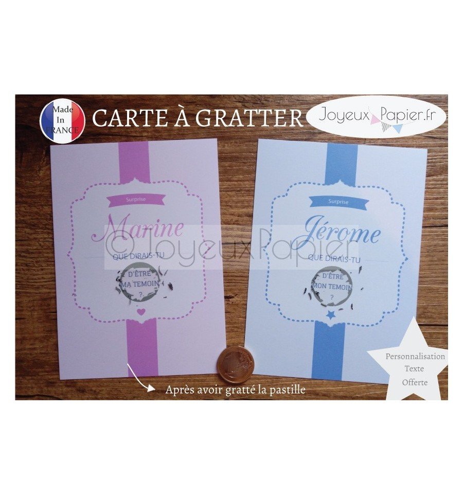 Carte à gratter demande témoin mariage
