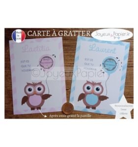 Carte à gratter demande parrain marraine hibou