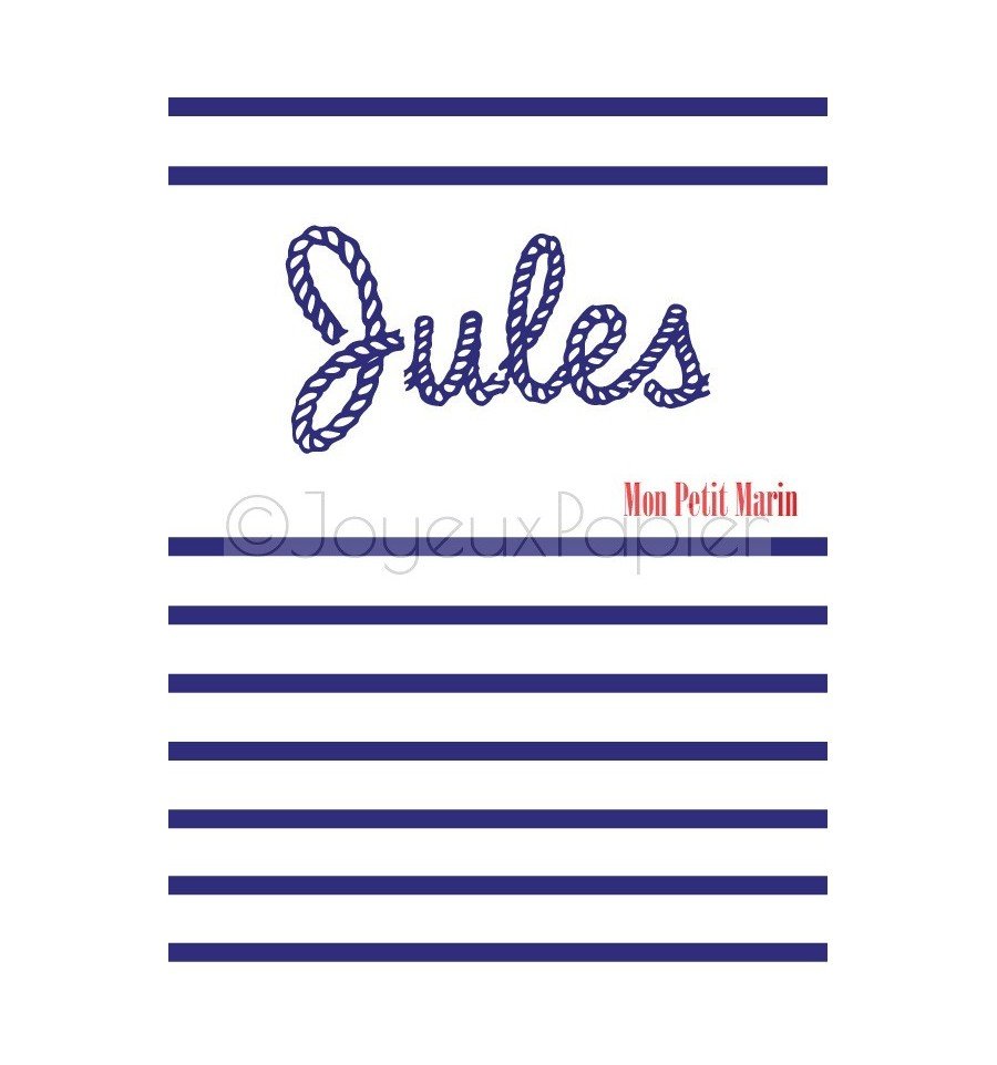 Affiche prénom enfant mon petit marin