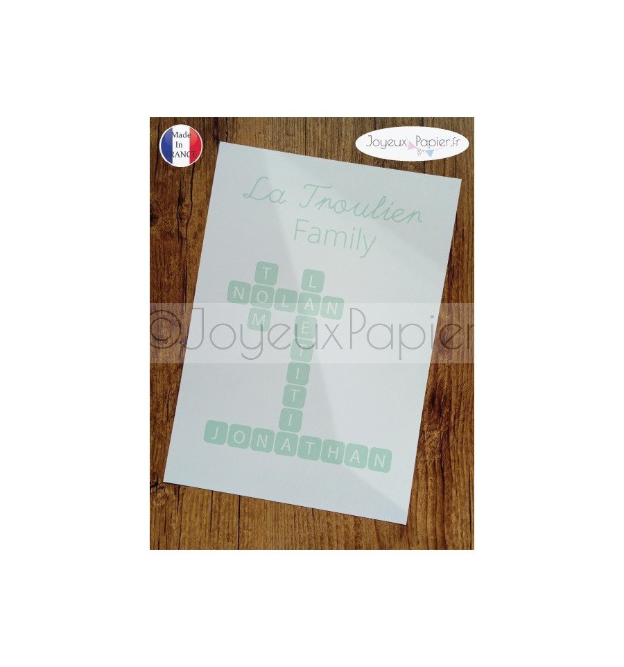 Affiche scrabble famille menthe doux