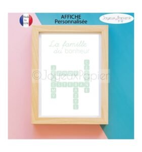 Affiche scrabble la famille du bonheur menthe