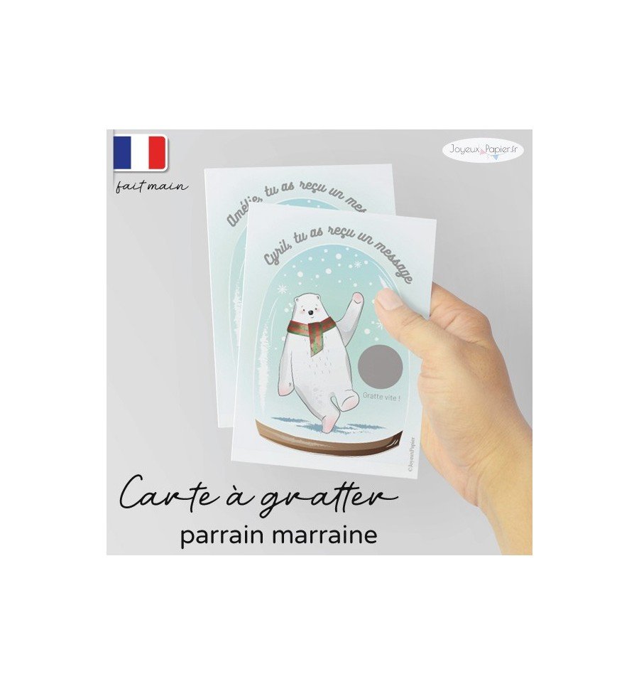Carte à gratter parrain marraine ours