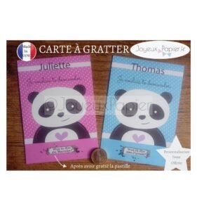 Carte à gratter parrain marraine panda