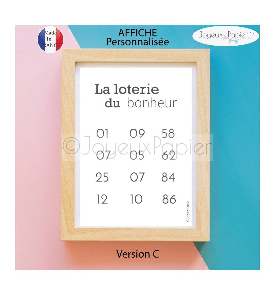 Affiche personnalisée la loterie du bonheur