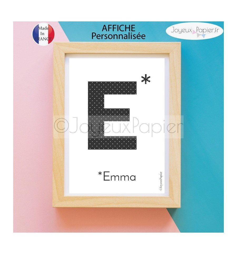 Affiche poster personnalisable initiale et prénom