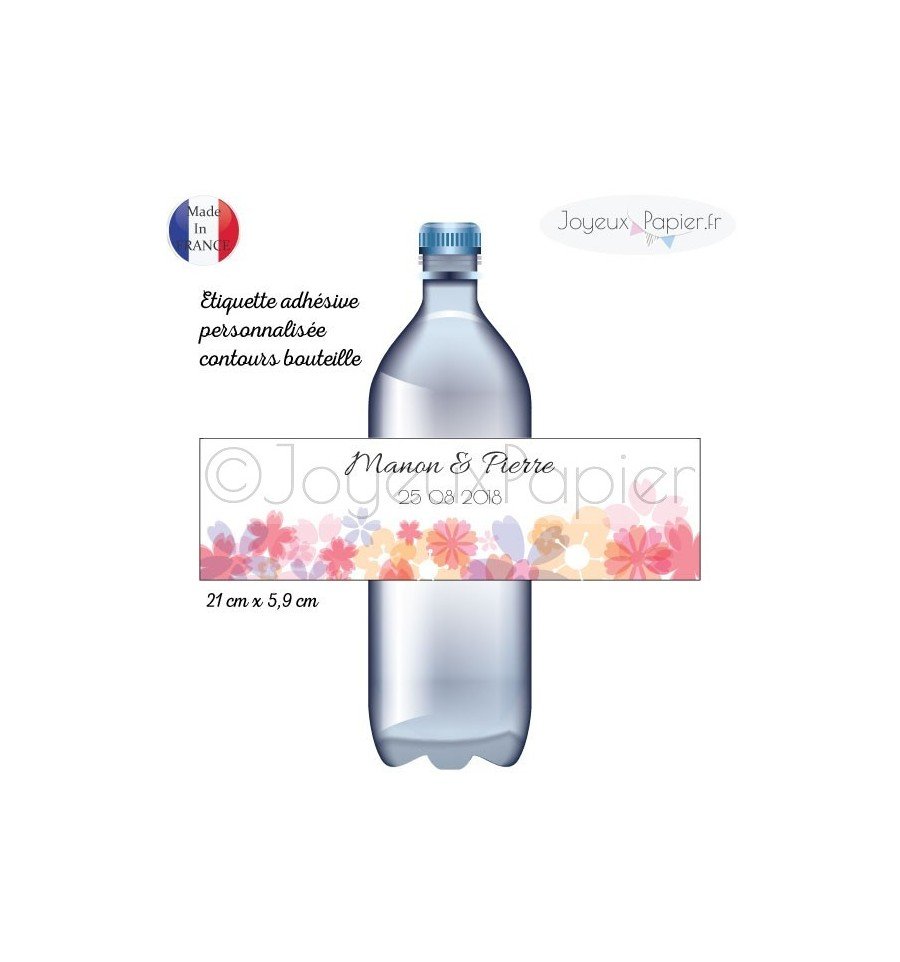 6 Etiquettes adhésives personnalisées contours de bouteille