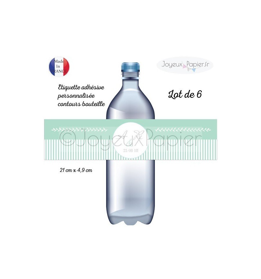 6 Etiquettes bouteille laurier plusieurs coloris