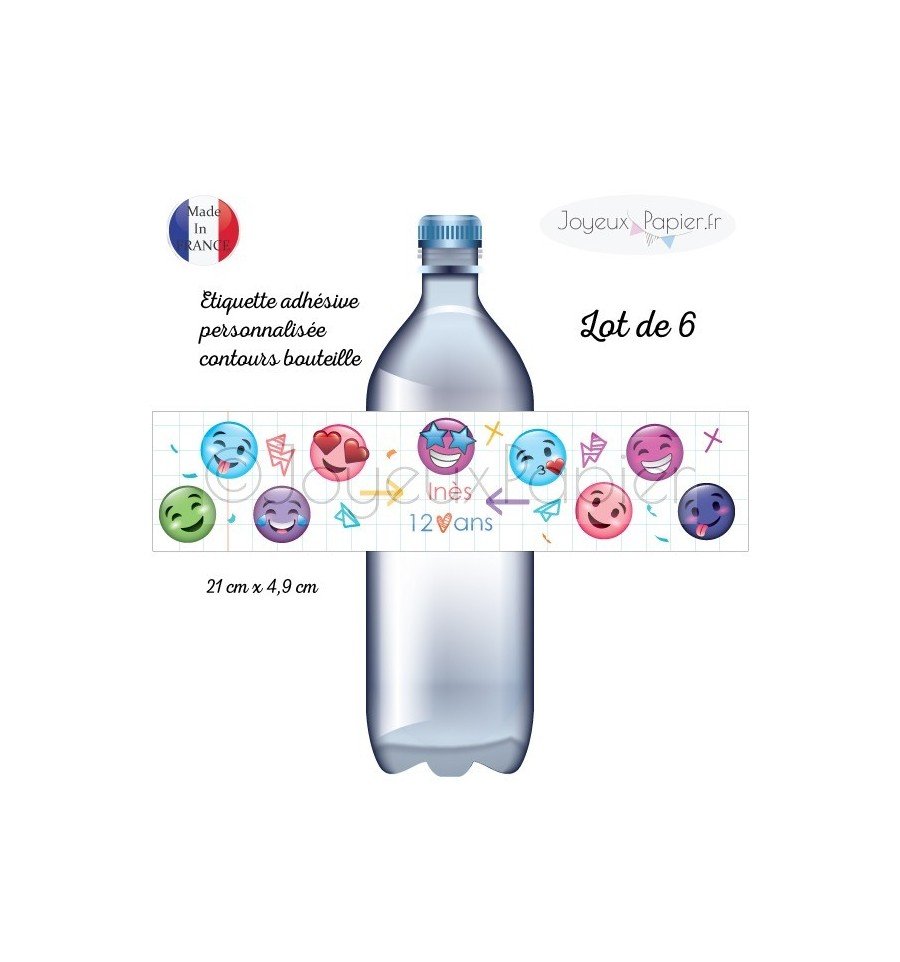 Etiquette adhésive personnalisée contours de bouteille émoji