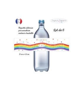 etiquette bouteille anniversaire arc en ciel