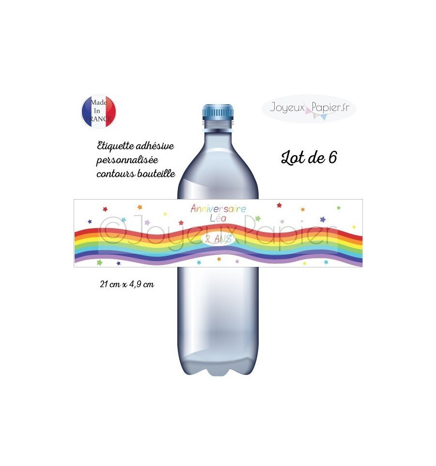 Etiquette autocollante personnalisée tour de bouteille arc en ciel