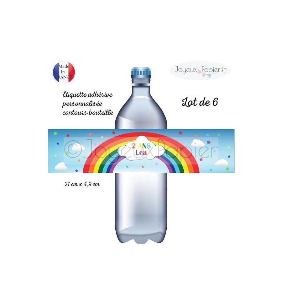 Etiquette autocollante personnalisée tour de bouteille arc en ciel
