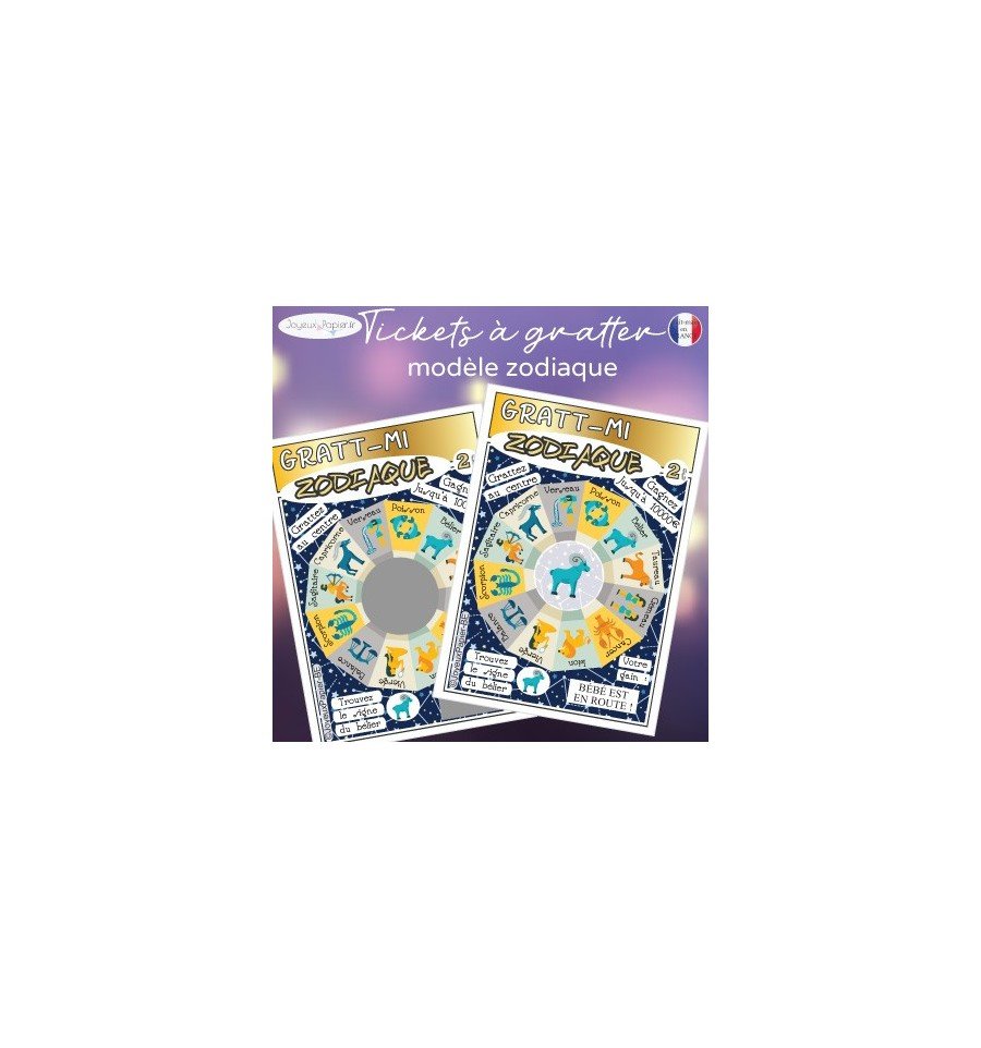 Ticket Carte à gratter annonce grossesse modèle zodiaque