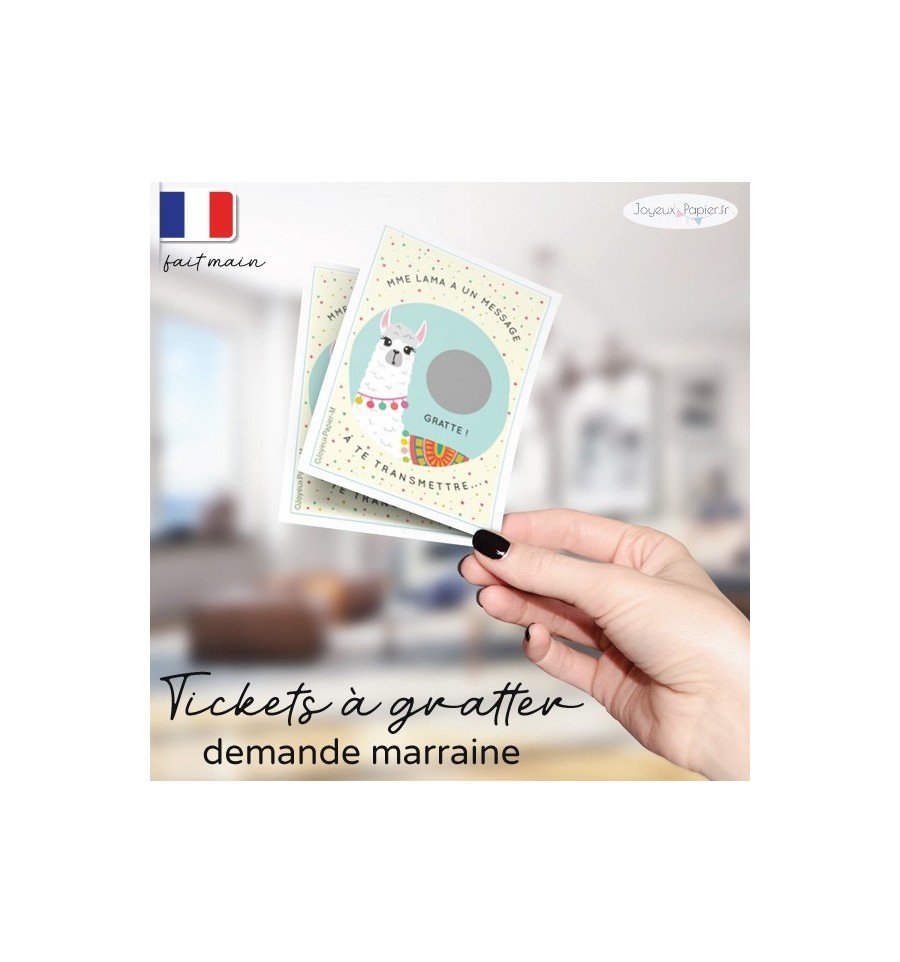 Ticket Carte à gratter demande marraine modèle lama