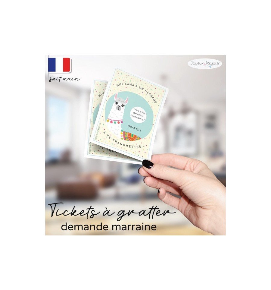 Ticket Carte à gratter demande marraine modèle lama
