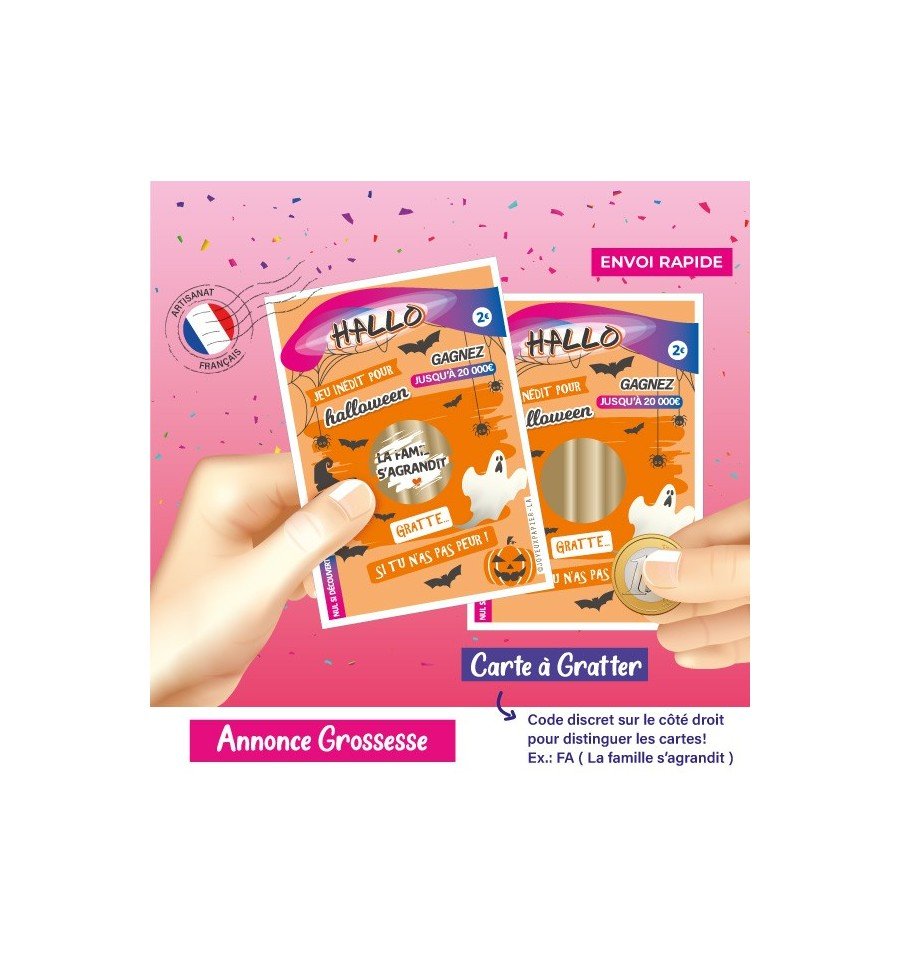 Ticket carte à gratter annonce grossesse halloween