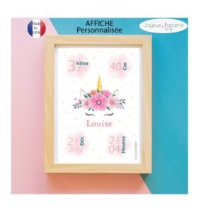 poster naissance fille licorne