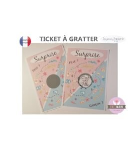 Ticket carte à gratter annonce sexe bébé surprise fille garçon