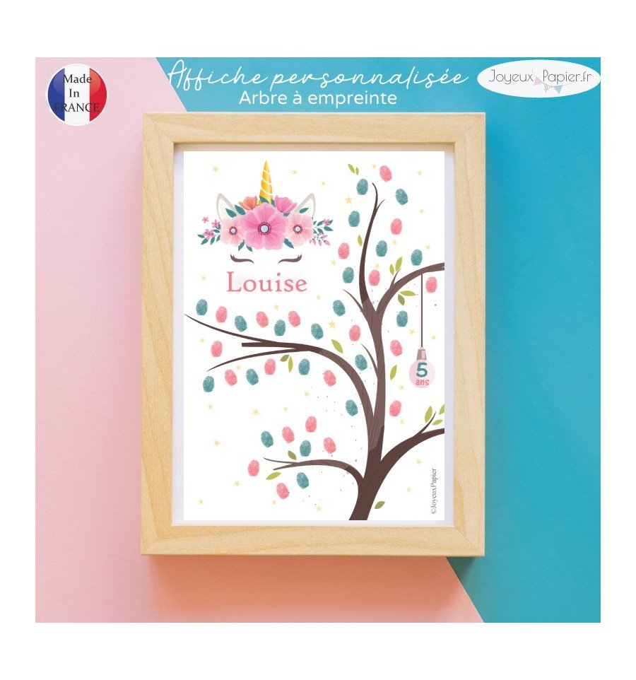 Affiche arbre à empreinte licorne