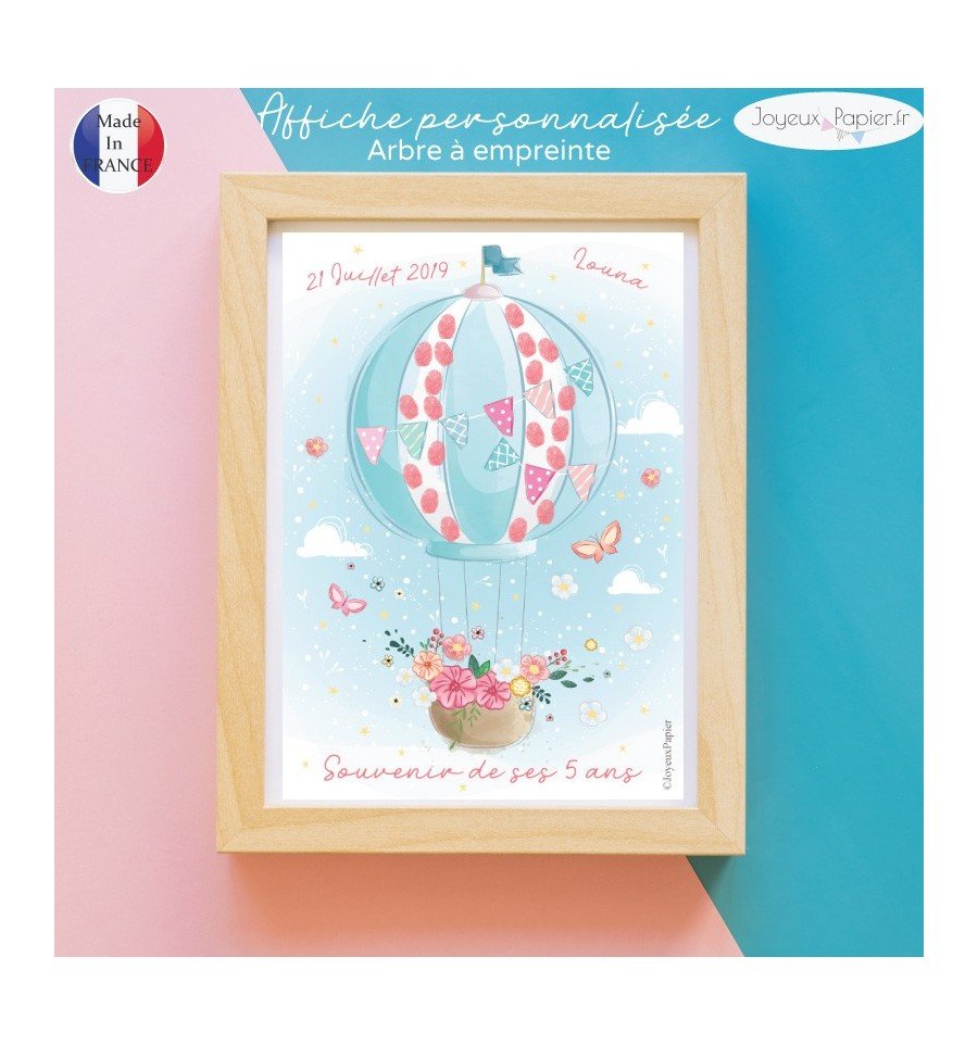 Affiche arbre à empreinte montgolfière