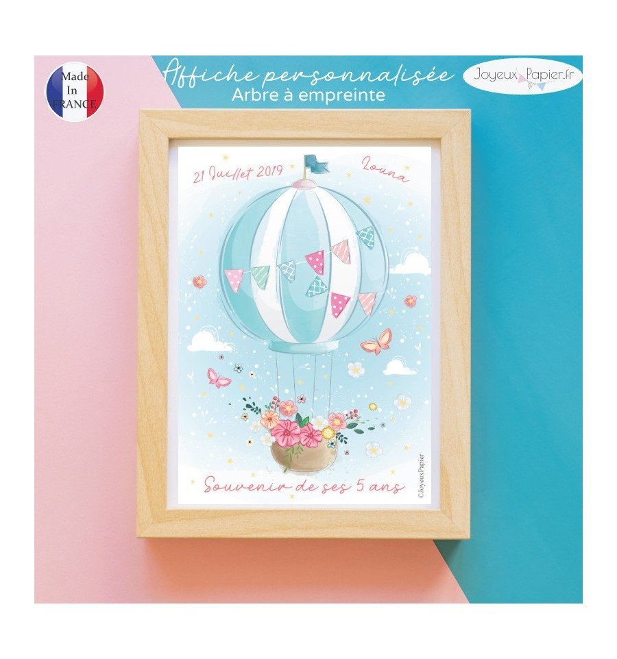 Affiche arbre à empreinte montgolfière