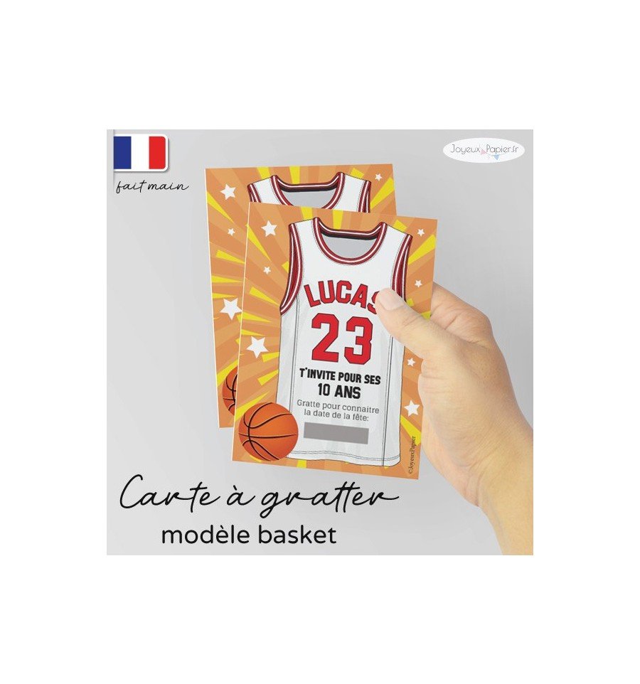 Carte à gratter invitation anniversaire basket