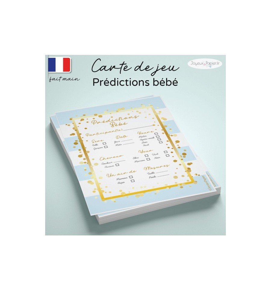 Carte prédictions bébé bleu doux pop