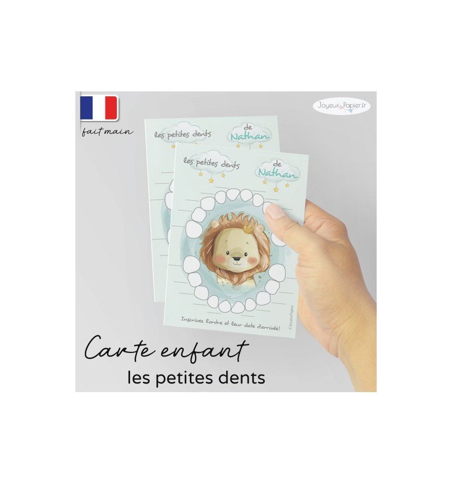 Carte Quenottes les petites dents de bébé personnalisée lion