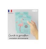 Carte à gratter invitation anniversaire flamant rose V2