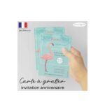 Carte a gratter invitation anniversaire flamant rose V2