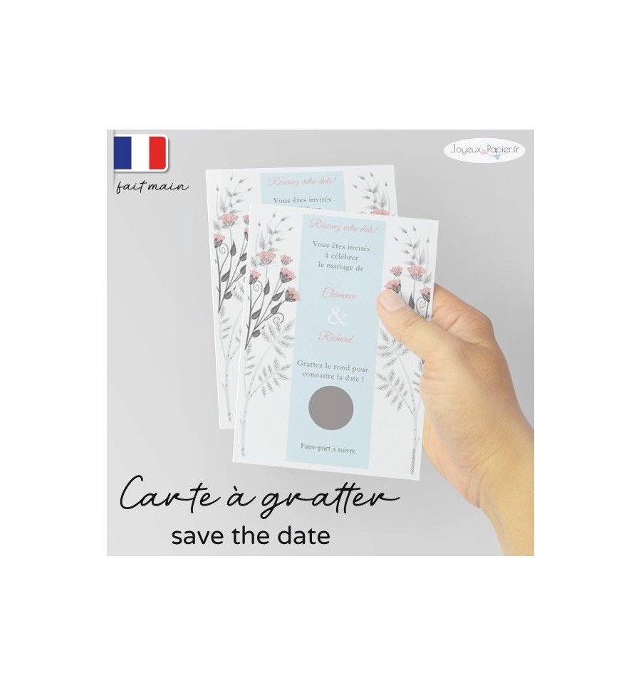 Carte à gratter Save the date mariage 03