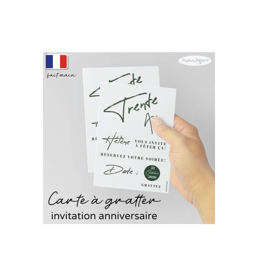 Carte invitation anniversaire à gratter minimaliste