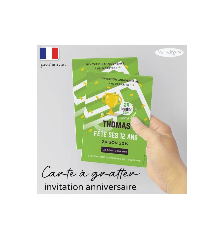 invitation à gratter anniversaire foot champion