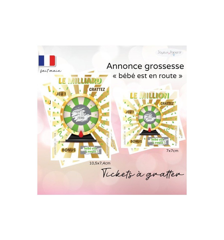 carte a gratter annonce grossesse bébé est en route jeu le millard