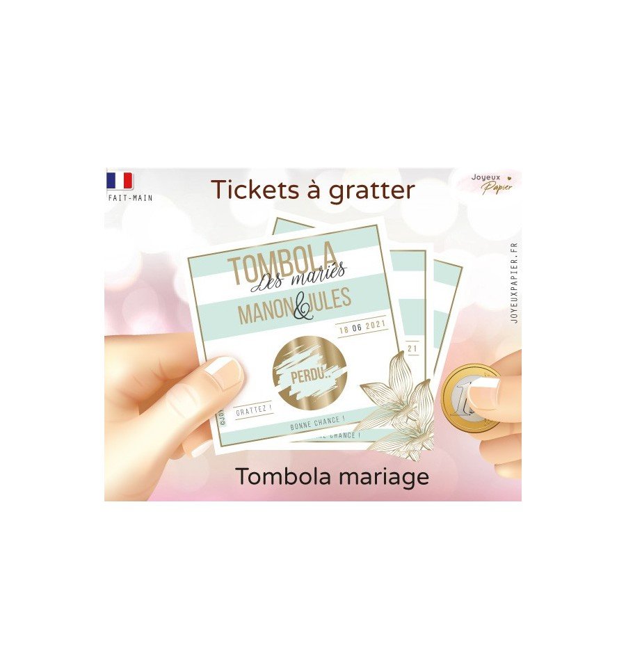 Ticket tombola carte à gratter mariage personnalisé