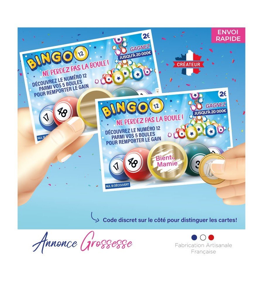 carte a gratter grossesse bingo bébé est en route