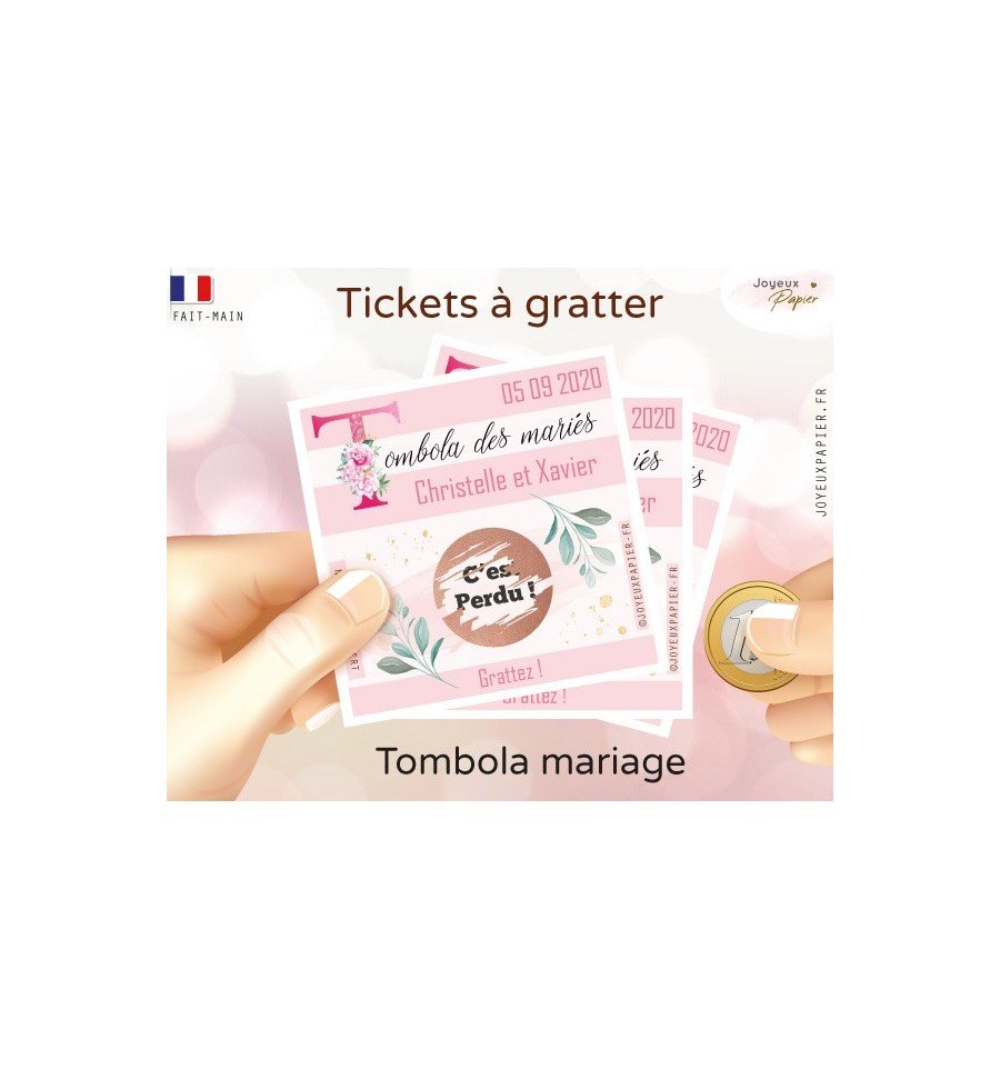 tombola mariage carte à gratter personnalisée