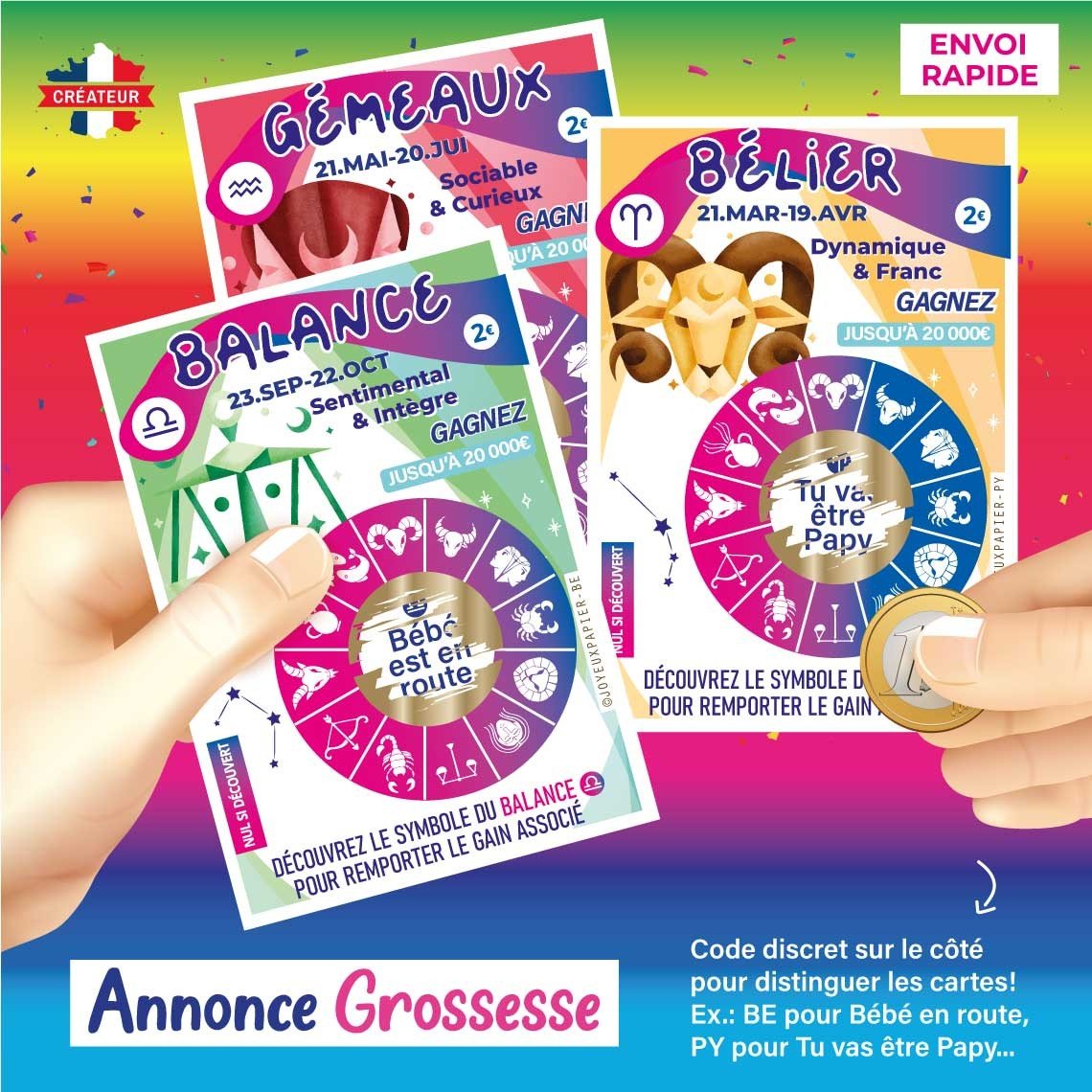 Carte à gratter annonce grossesse originale astrologie – Image 1